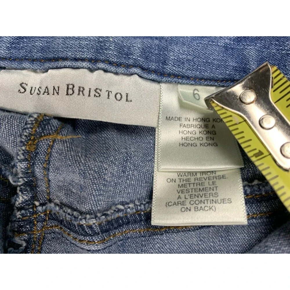 Susan Bristol Women 6 Capri Denim Pants Blue Embroidered Beaded Stretch W29 L22